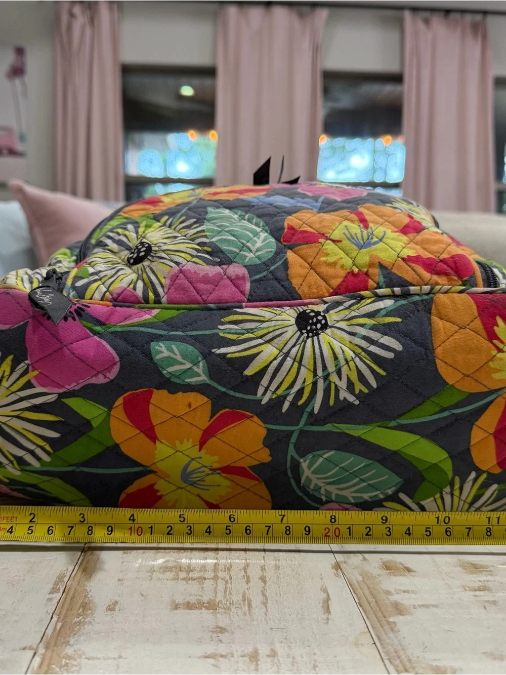 Vera Bradley Floral Quilted Backpack Pink, Yellow, Green, Orange in Jazzy Blooms